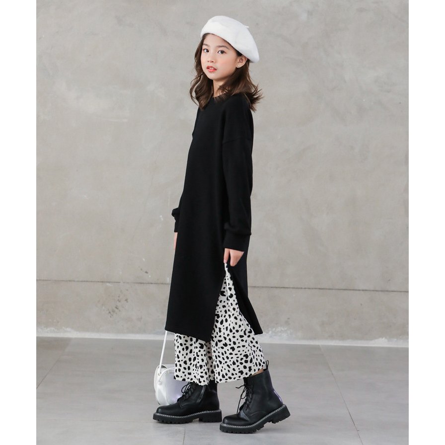 韓国子供服 親子 お揃い ２点セット ワンピース+スカート 裏起毛 あつたか シフォンスカート ロング丈