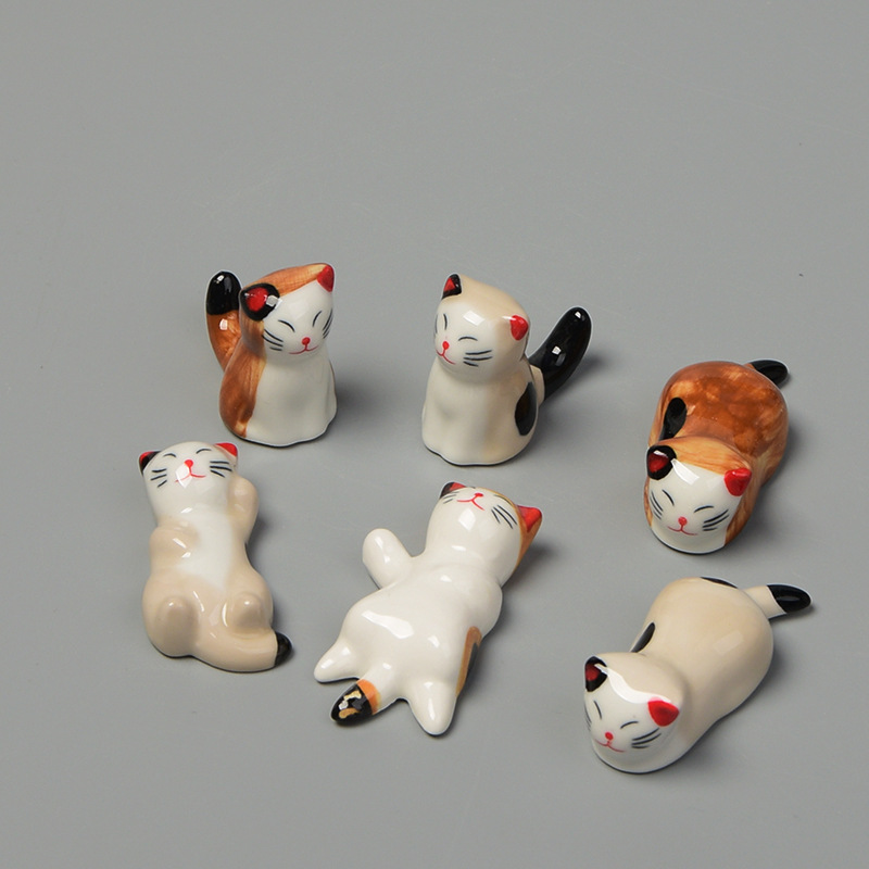 6色 かわいい猫 箸置き セラミック 和食器  猫箸枕 手工芸品  箸ホルダー 猫の雑貨 猫の置物 箸おき