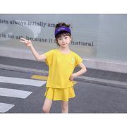 韓国子供服 親子 お揃い セットアップ tシャツ キュロット スカート 夏 半袖 ゆったり カジュアル 薄手