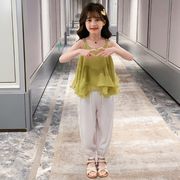 韓国子供服 セットアップ キャミソール+パンツ カジュアル ナチュラル 夏 ワイドパンツ ノースリーブ
