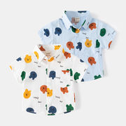 かわいい クマ柄シャツ コットンシャツ  ボーイズ 半袖 シャツ キッズ カジュアル 夏子供服