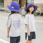 子供用Tシャツ ゆったりとした半袖 女の子のラウンドネックトップ 韓国の子供服