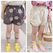 韓国の子供用ショーツ、2024年夏の新しい子供服、女の子用の韓国のショーツ、ひまわり柄のショーツ
