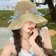 麦わら帽子　帽子　韓国ファッション　紫外線対策　春夏　UVカット　出かけ　リボン