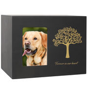 ペットの壷黒い生命の木の壷無垢材のペットの記念の壷とフォトフレーム犬の葬儀箱