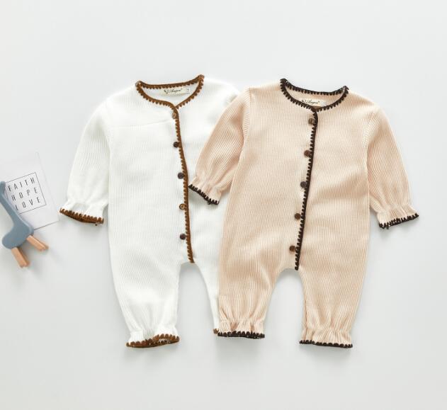 秋　ベビーロンパース　ニット　無地　カバーオール　オールインワン　子供服　ロンパース　出産祝い
