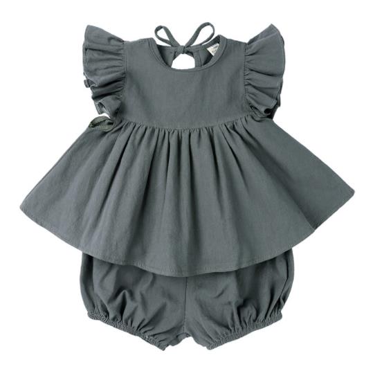 夏　子供服　女の子　セットアップ　トップス　パンツ　可愛い  フラッタースリーブ　2点セット　柔らか