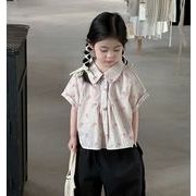 キッズ服     韓国風子供服    上着    半袖    花柄シャツ