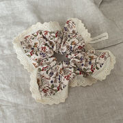 花柄レースシュシュ　デザイン　ヘアアクセサリー　レディース　韓国ファッション　髪飾り