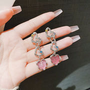 S925ポスト ピアス ハンドメイド  ピアス ピンクハートピアス  イヤリング 2024新作