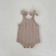 [66-90cm]  女の子 ニットサロペットロンパース オールインワン カバーオール 毛糸 キッズ 子供服