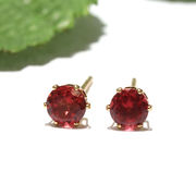 ピアス　ガーネット　約4mm　突き刺し型　ステンレス　ゴールド　日本製