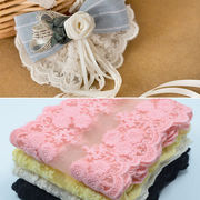 レース リボン 幅広 アクセサリーパーツ 刺繍 チュールレース 刺しゅう スカラップ 手芸用レース バレッタ