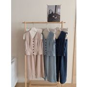 キレイめもカジュアルもOK  カジュアルパンツ 気質 ベスト タンクトップ  スリム セットアップ 新作