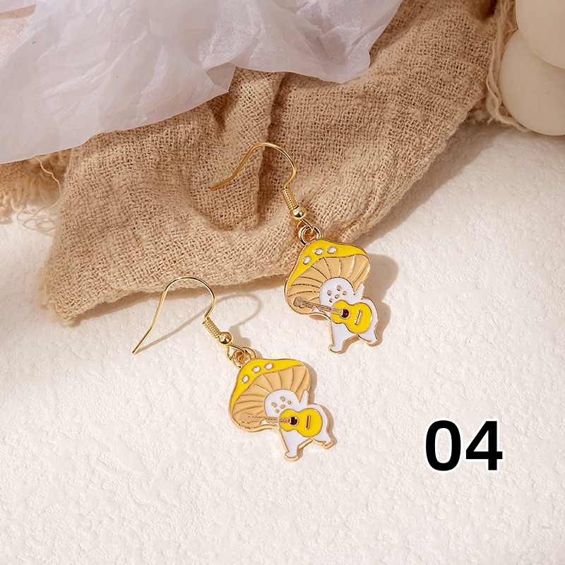 6色 かわいい キノコピアス カラフルなキノコのエルフ きのこ