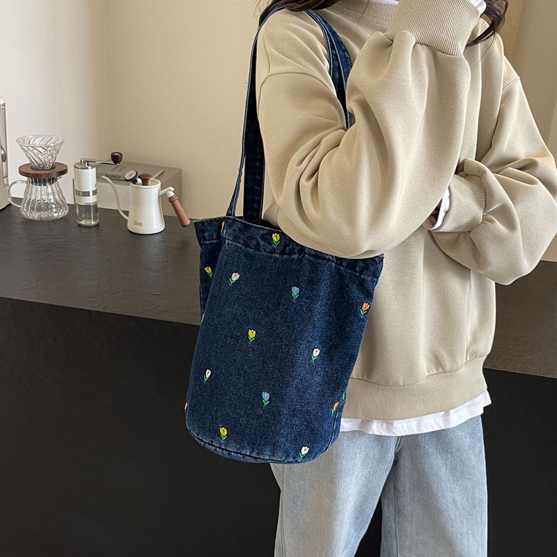 ☆Jeans☆ デニムトートバッグ チュリップバケツバッグ 大容量