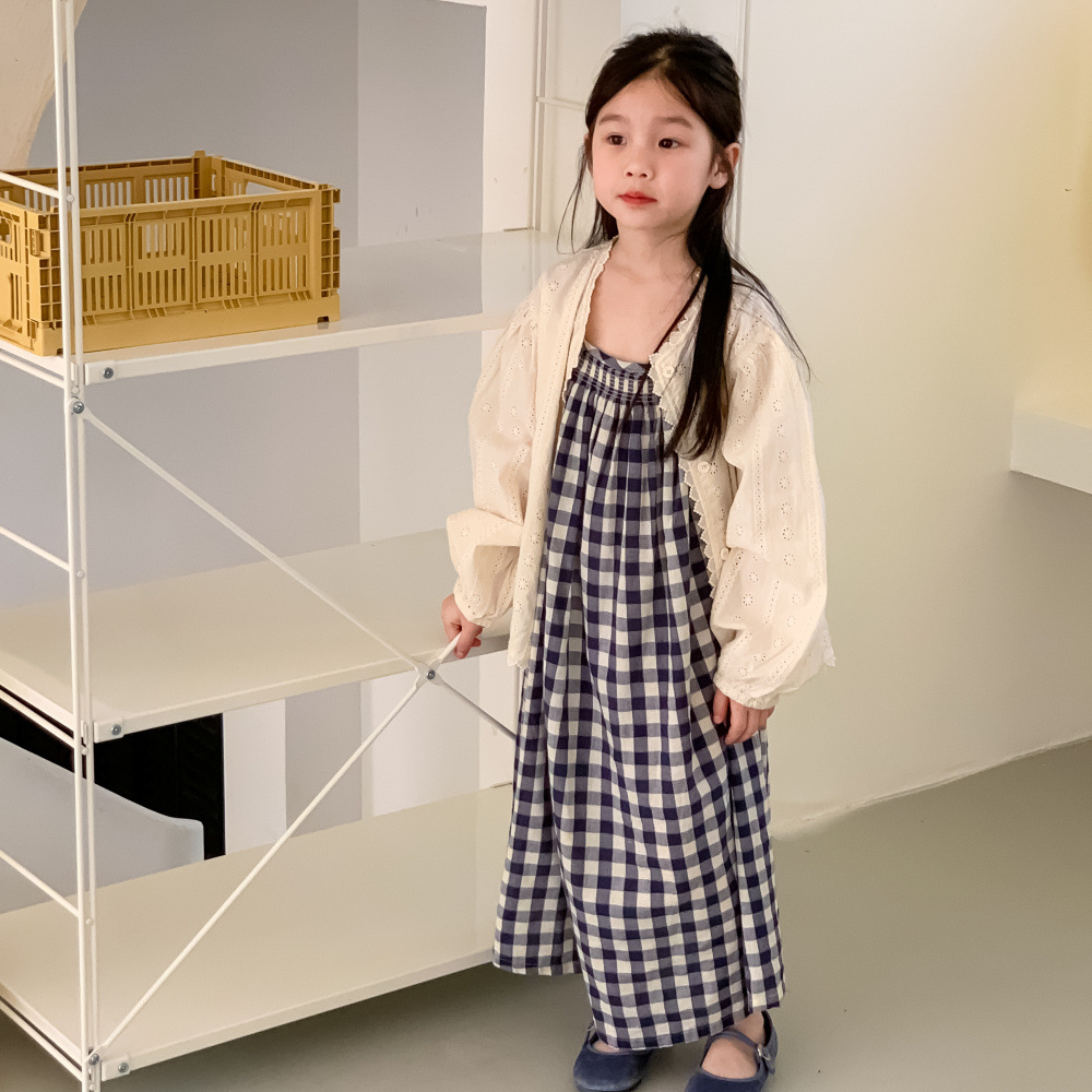 春夏 韓国風子供服 キッズ チェック柄 薄いジャケット ブラウス シャツ上着 吊りスカート ワンピ 90-150 BTD&ENGI 株式会社  問屋・仕入れ・卸・卸売の専門【仕入れならNETSEA】