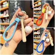 3色  野球キーホルダー  スポーツ 木製  野球バット 野球の記念品  野球雑貨