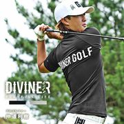 【Tシャツ】バックロゴプリント モックネック ストレッチ 半袖Tシャツ／DIVINER GOLF