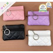 PU コインケース キーホルダー 小銭入れ キーリング付き 小物入れ ミニ財布 レディース 上品