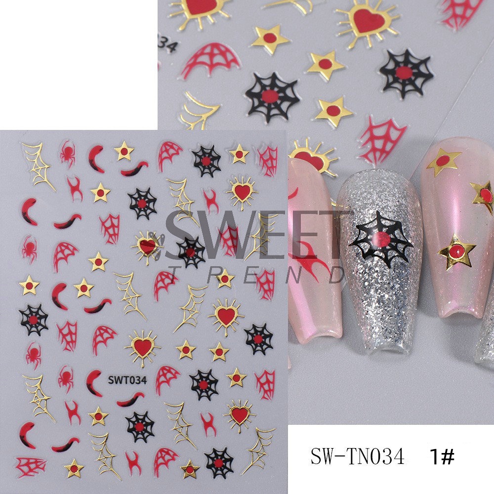 SK003  蜘蛛の巣　シルバー×ブラックネイルシール SK003 蜘蛛の巣 シルバー×ブラックネイルシール