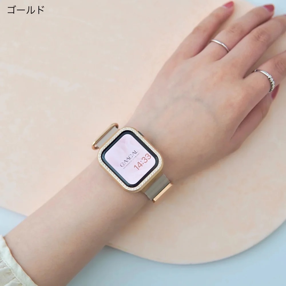 ○Apple Watch 文字盤メタルフレーム カバー 41mm みっともなく ピンク