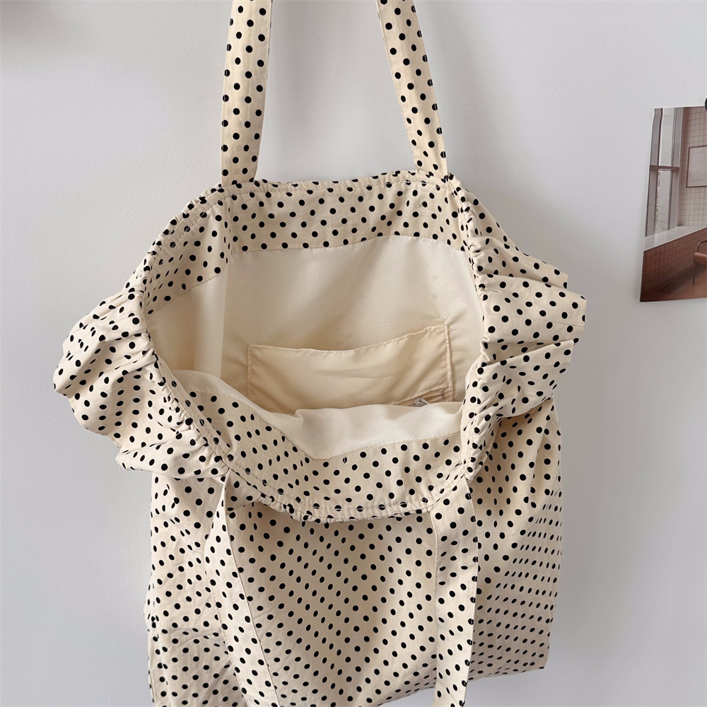 帆布　ドット　くすみブルー　フリル　レッスンバッグ 帆布 ドット くすみブルー フリル レッスンバッグ