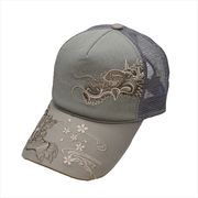 刺繍メッシュキャップ モノトーン龍虎Ａ グレー　帽子/和柄/夏/日除け