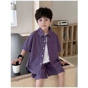 2024夏新作  ベビー服 韓国風子供服 男の子  半袖  トップス+ショートズボン  2点セット 90cm--140cm