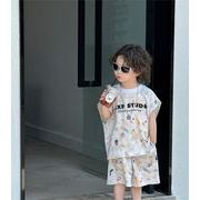 2024夏新作  ベビー服 韓国風子供服 男の子  半袖  トップス+ショートズボン  2点セット 90cm--140cm