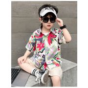 2024夏新作  ベビー服 韓国風子供服 男の子  半袖  トップス+ショートズボン  2点セット  90cm--150cm