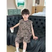 2024夏新作  ベビー服 韓国風子供服 男の子  半袖  トップス+ショートズボン  2点セット  2色 90cm--140cm