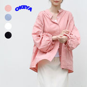 2024年秋新作　レディース服　トップス　シャツ　長袖　無地　コットン　カジュアル　4色展開　M#-L#