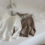 ins 春新作　ベビー服　女の子　チュール　ラッフルカラー　長袖　Tシャツ　トップス　柔らかい　可愛い