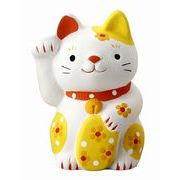 ★開運招福★　お目出度い「縁起の置物」【花　招き猫・黄】