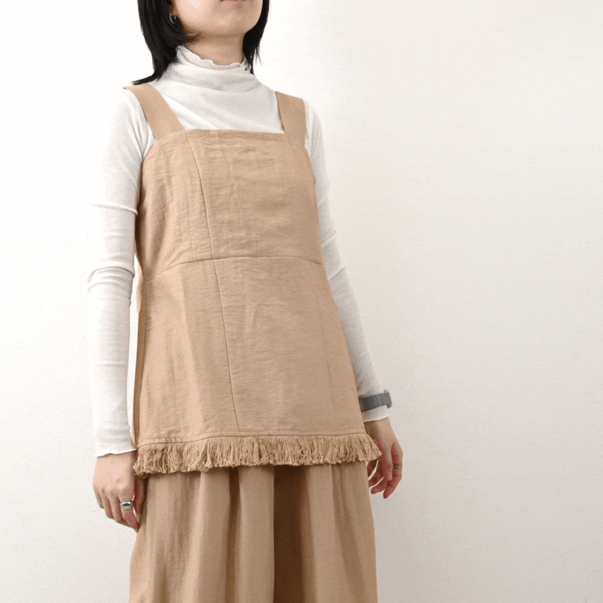 ▽SALE▽リネンタッチ　フリンジ　キャミ　トップス(32053)