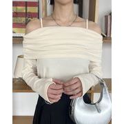 【2024新作商品♪】ストラップオフショルラップリブトップス
