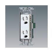 埋込抜け止め接地ダブルコンセント 金属取付枠付 15A 125V ホワイト