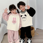子供服　90~140cm　キッズパジャマ　もこもこ上下セット　男女兼用　韓国キッズ服