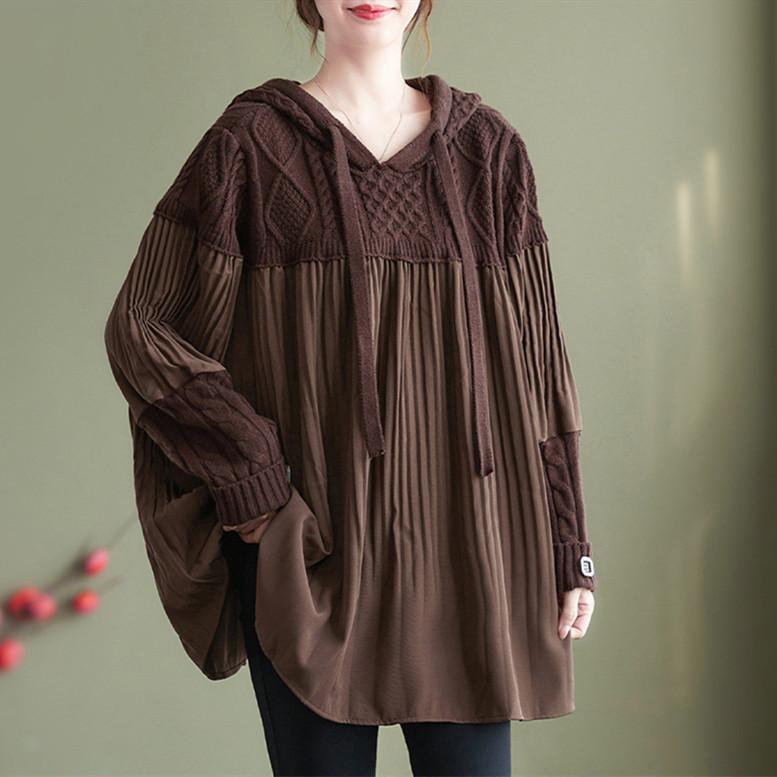【2024秋冬新作】韓国風切り替えデザインセータートップスおしゃれカジュアル暖か 秋冬