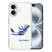 iPhone16 側面ソフト 背面ハード ハイブリッド クリア ケース シェル ブルーインパルス T-4