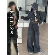 ★2024秋冬子供服★おしゃれ デニム セットアップ 韓国風子供服 ジーンズ & コート 2点セット 防寒 温かい