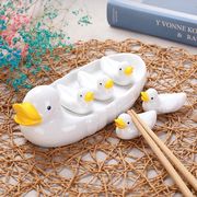 箸置き 箸枕 6点セット アヒル お箸置き 箸休め 卓上飾り物 はしおき トレー付き 陶器 食器