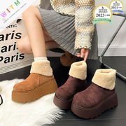 2024冬新作 ベロア スノーブーツ 裏起毛 ショートブーツ 厚底 レディース 韓国 ファッション 美脚