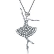ラインストーン 銀色  バレエ少女ネックレス  バレエネックレス  バレエアクセサリー  バレエ雑貨