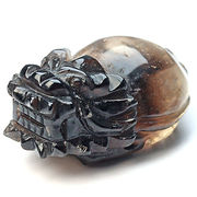 高品質 スモーキーファントム スモーキークォーツ  龍亀 ロングイ 財運 彫刻置物