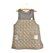 【即納】中綿×杢ニット切り替えエプロン　レディースエプロン 保育士 介護士