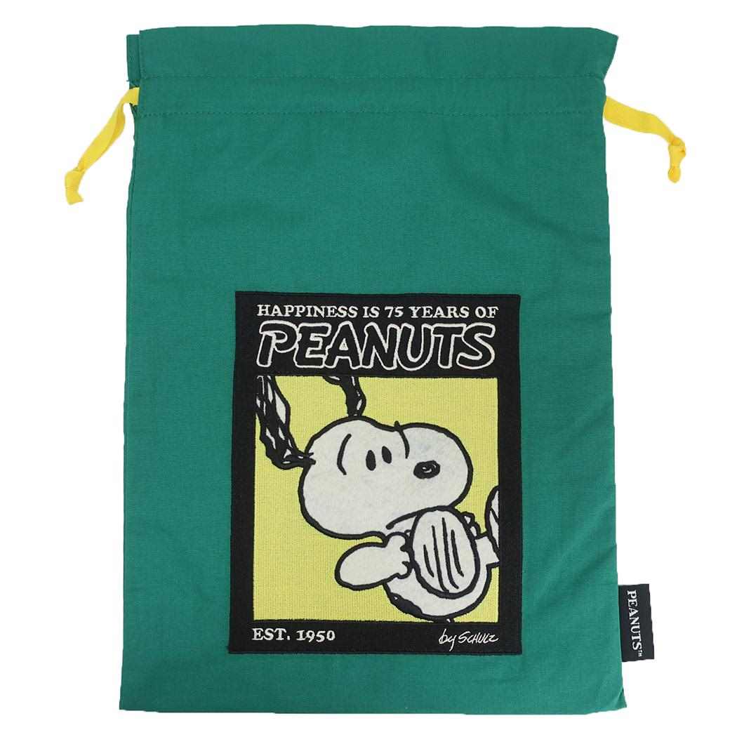 【巾着袋】スヌーピー 刺繍巾着 75周年 GR
