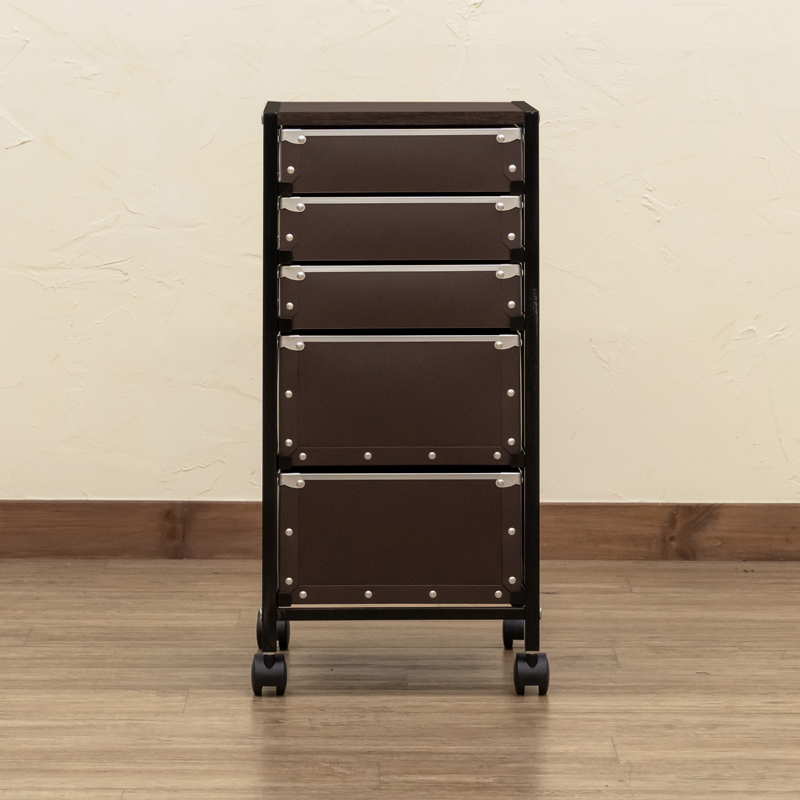 Popan収納チェスト5段BK/BR/RD/WH