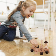 木製ミニカー知育玩具 柱はめ込み マッチングおもちゃ 玩具 数字認識積み木